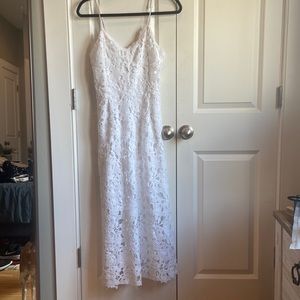 Express white lace midi dress.